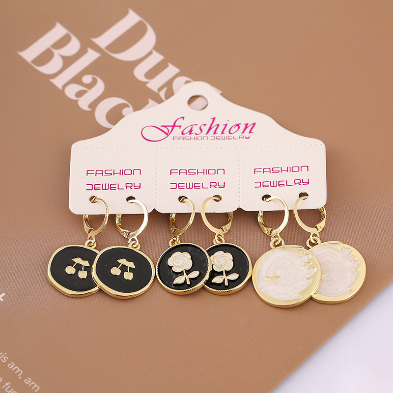 1 Set Fashion Flower Alloy Enamel Womenu0027S Dangling Earrings