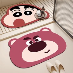 Cartoon Cute Bathroom Mat Strawberry Bear Toilet Strong Absorbent Pad Soft Diatomaceous Earth Entryway Anti-Slip Foot Mat