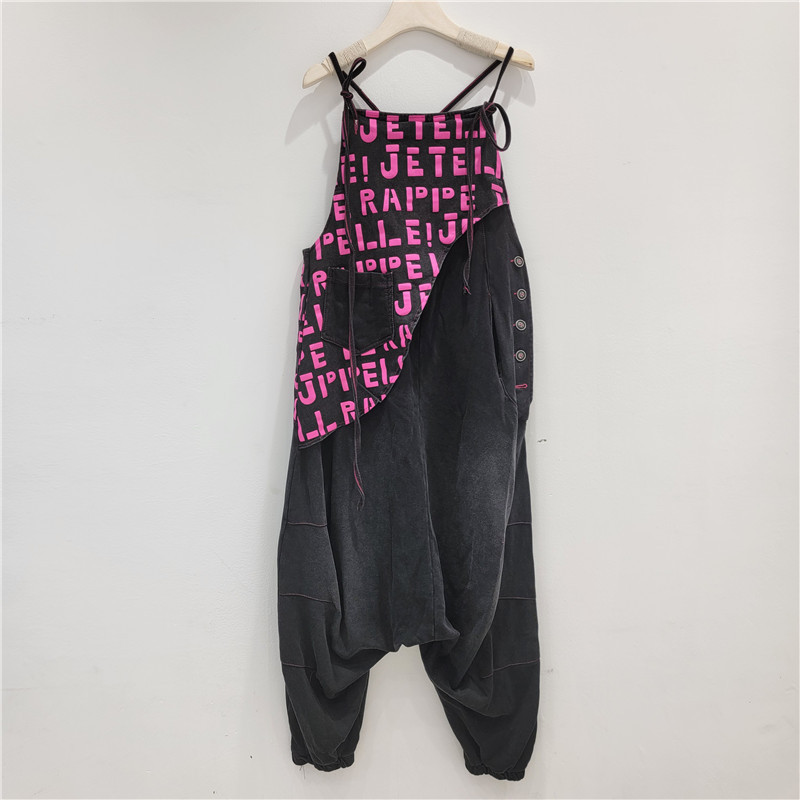 Moda personalizada, moda, overoles de colores frescos y brillantes, ropa de verano de las mujeres, nueva impresión a juego de colores, pantalones holgados de pierna ancha sueltos y delgados