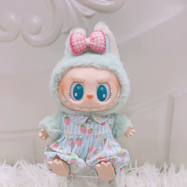Strawberry, overall, trousers, pin with bow