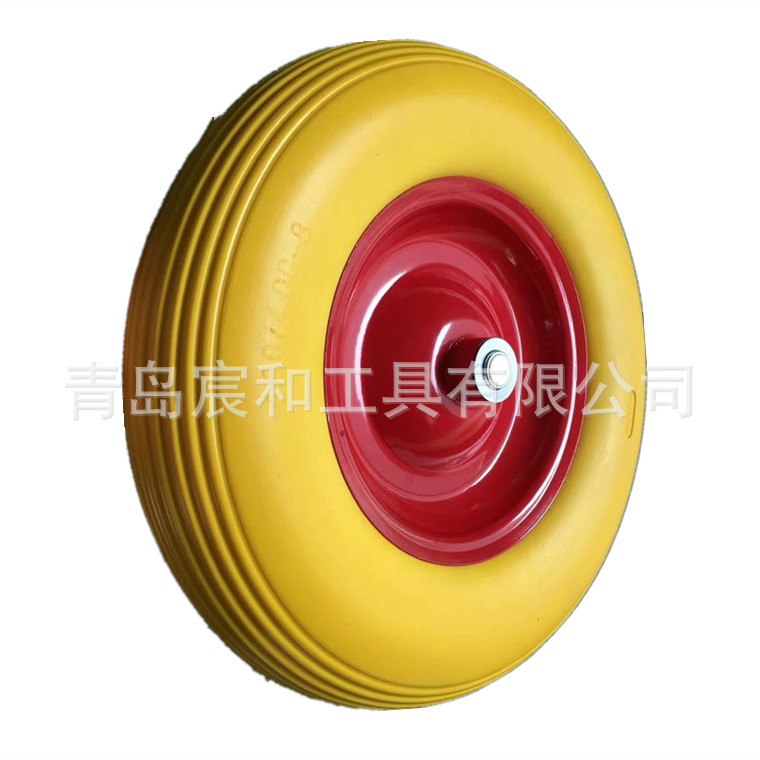 厂家供应静音PU轮聚氨酯材质手推车用免充气割草机各种花纹4.00-8