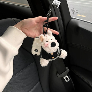 Cute West Highland Plush Pendant Bag Hanging Ornaments Scribbled Puppy Doll Doll Keychain Creative Gift for Girls