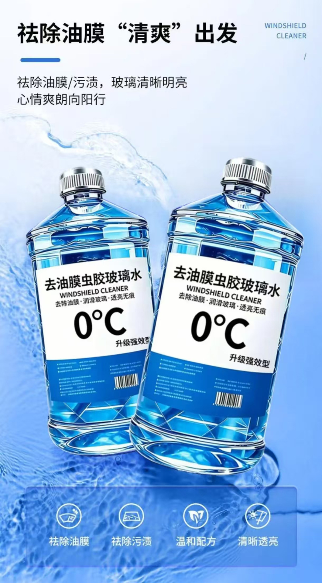Genuine Oil Film Remover for Car Glass, Stain and Insect Glue Remover, Summer Rain Protection, Winter Frost Protection, Cleaning and Maintenance, Large Container