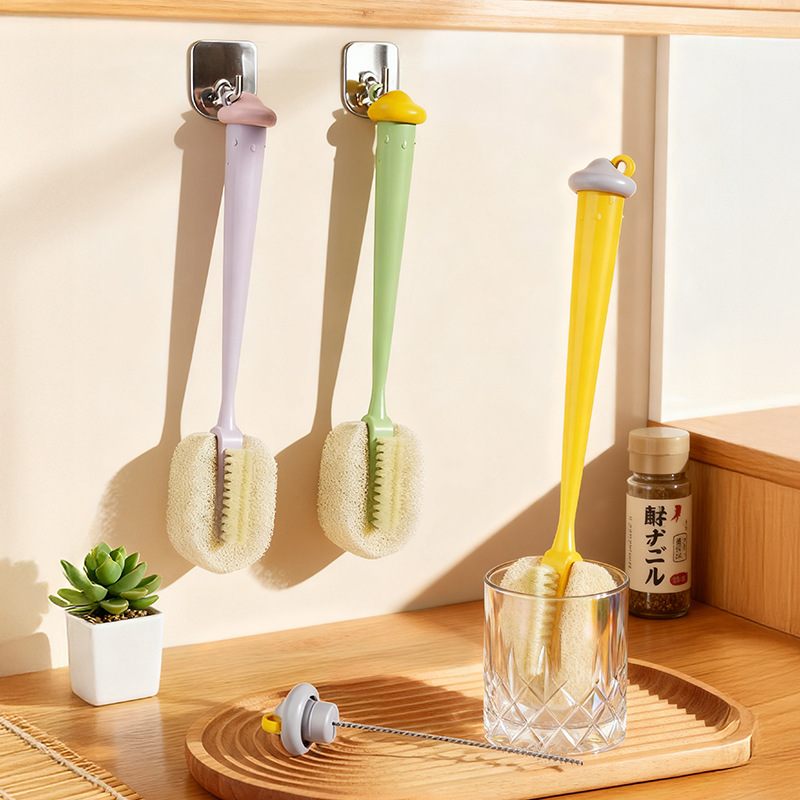 cepillo de tazas cepillo de limpieza de tazas de lavado artefacto de tazas de agua de limpieza de mango largo especial tres en uno botellas de leche cepillo de tapa de taza