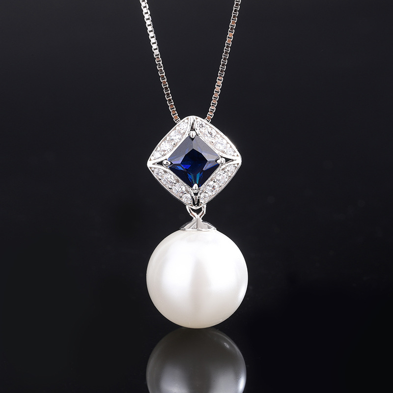 Zhuang Sheng joyería S925 plata con incrustaciones aobei madre perla tansang lanbao Regalo de Cumpleaños las mujeres 14mm12mm