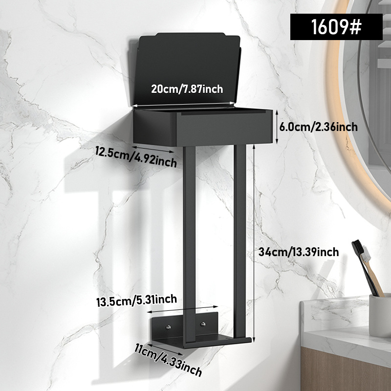 Transfronterizos de toallas de baño inodoro sin agujeros colgados en la pared multicapa toallas negras toallas de papel estante de toallas