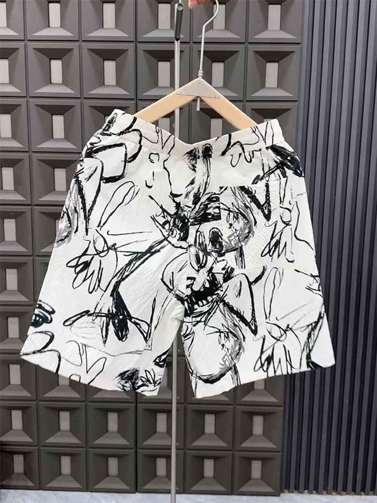 Men's Clothing Men's Fashion Printed Shorts Summer Style Trendy Unique Pattern Loose Fit Casual Wide Leg Five Point Pants Suitable For Wearing Outside_viptrois.com