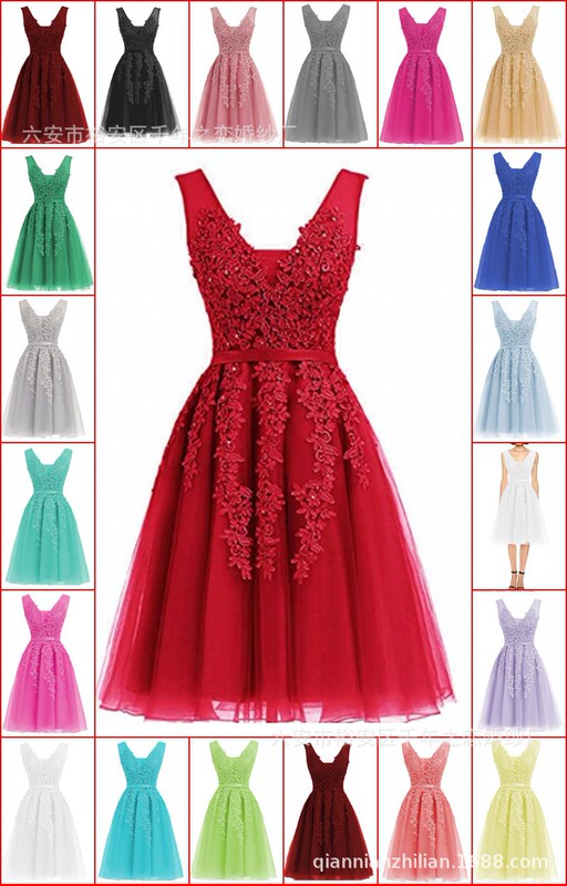 2022 Summer Women's Sleeveless Homecoming Dress Short Net Bridesmaid Dress Decals Dinner Dress European and American Amazon Beautiful