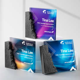 2025创意砚石水晶奖杯定 制高档大气奖牌定 做年会团队颁奖订 制