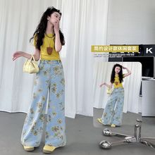 女童洋气夏季牛仔裤T恤套装女孩夏装2025洋气时髦网红童装中大童.