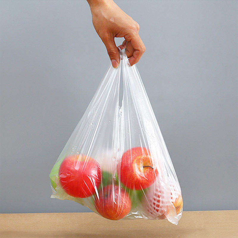 小白袋加大早餐袋透明食品袋加厚背心款市场用水果打包装袋印logo