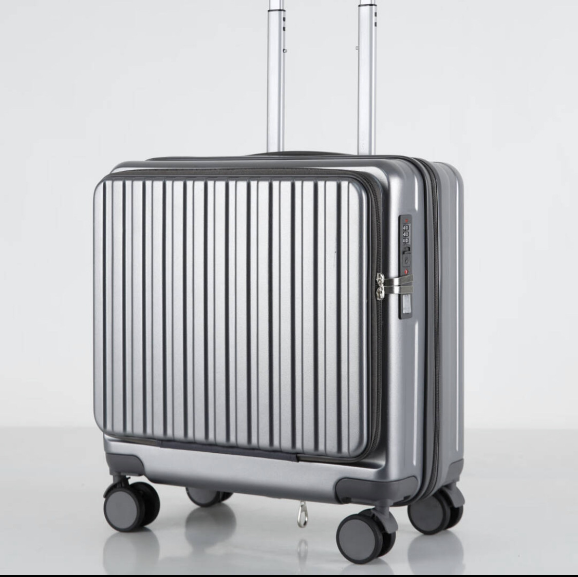 Maleta multifuncional de apertura delantera, maleta de embarque portátil con contraseña, maleta de viaje de gran capacidad y durabilidad.