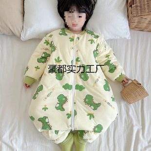 New Winter One-Piece Pajamas to Prevent Colds, Baby Split-Leg Sleeping Bags, Velvet and Thickeneded Jumpsuits for Boys and Girls, Home Clothes