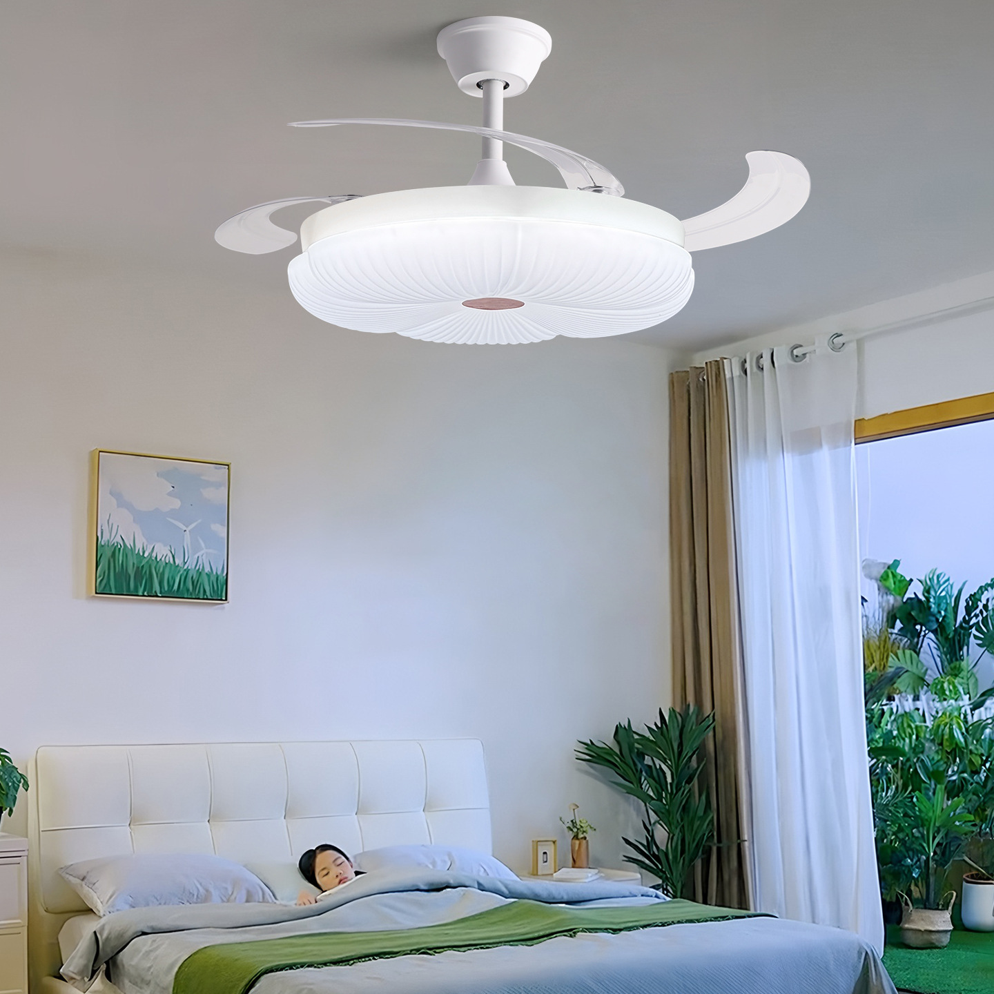 Ventilador invisible ventilador de techo 2026 nuevo techo hogar sala de comedor dormitorio ventilador de lámpara de chandelier silencioso