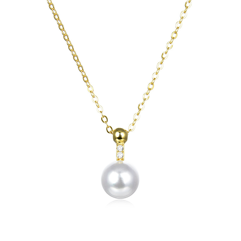 S925 plata esterlina collar de perlas artificiales para mujeres primavera y verano lujo ligero nicho simple de alta sensación cadena de clavícula cadena de suéter universal