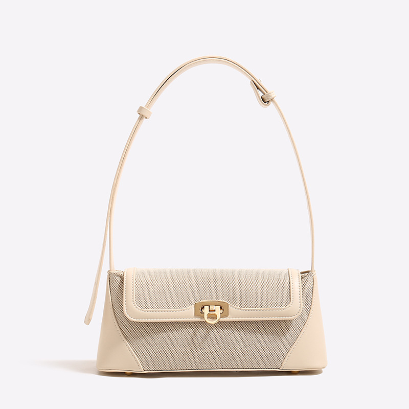 French Style Women's Bags 2025 Summer New Contrast Color Shoulder Underarm Bag Retro Baguette Handbag For Commuting - Thumbnail 8