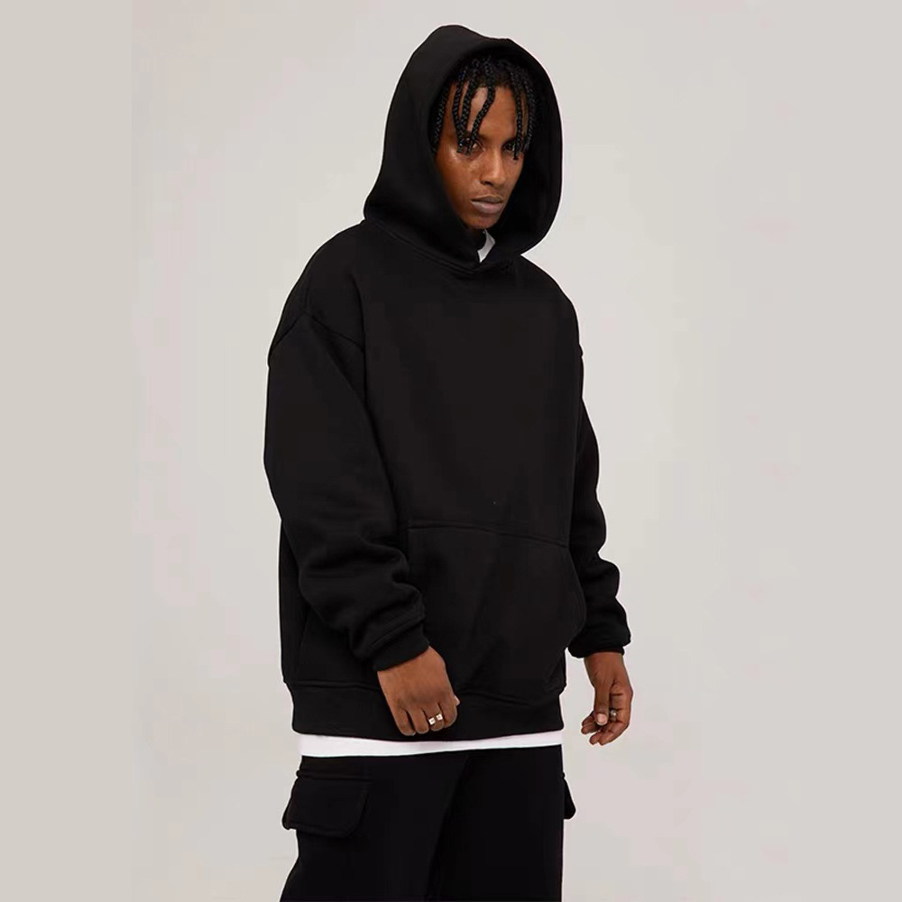 400g otoño e invierno pesado lazo de color sólido chaqueta con capuz para hombres versión europea 2024 suelta medio largo hombro caer chaqueta universal