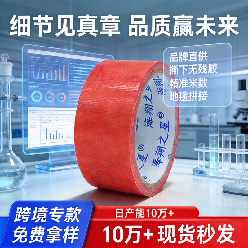 Easy-to-tear, residue-free adhesive tape for tile flooring, carpet installation, and joining Easy-to-tear, residue-free adhesive tape for tile flooring, carpet installation, and joining