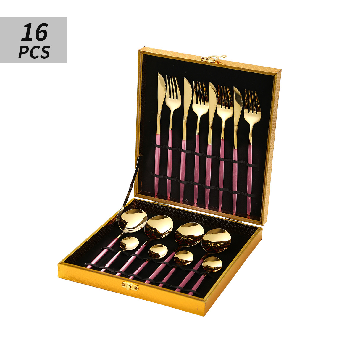 핑크 골드 16pcs [황금 나무 상자]