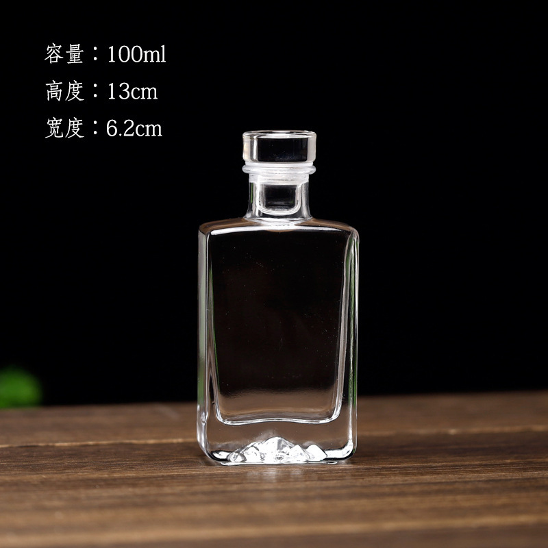 新型の厚い蓋付きの小さい酒の瓶の2両の透明な灌雲の酒の瓶は自分で空の酒の瓶を作って厚い密封のガラスの酒の瓶を作ります。|undefined