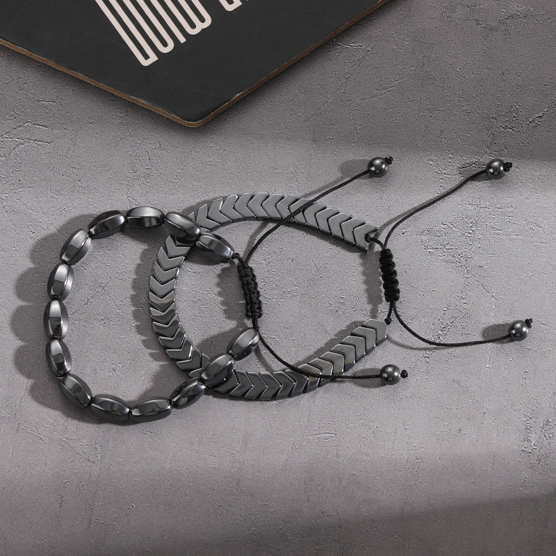 250g Weight Hematite Pendant Material Drawstring Bracelets Classification rope, Hematite Chain Material Beaded Chain, Woven Chain Chain Type Daily, Street Occasion black gallstone Material Geometric Pattern All Seasons Season Men's Gender Streetwear Style Streetwear Geometric Black Gallstone Men's Drawstring Bracelets Men Beaded Bracelets 2