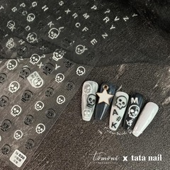 Tomoni brand tata collaboration item, embossed nail sticker, Japanese nail sticker, colorful embossed skull nail sticker