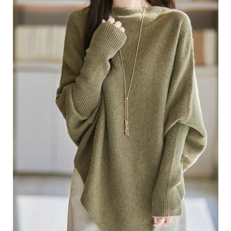 Casual Outerwear Irregular Cape Top Women's Batwing Sweater Shawl Design Knitted Sweater Autumn Winter 2025 Fashion