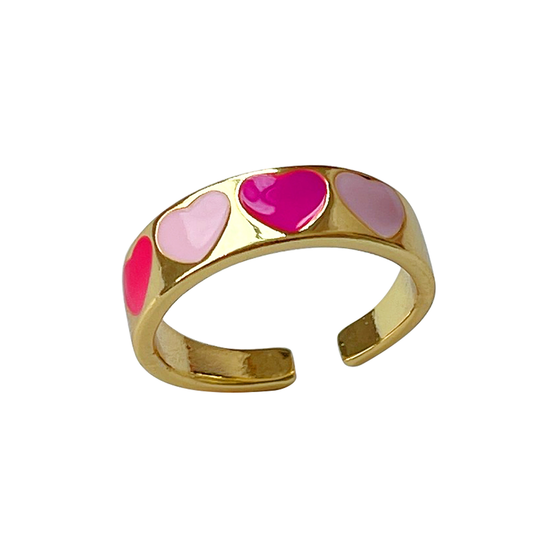 Sweet Heart Shape Copper Enamel Open Ring 1 Piece