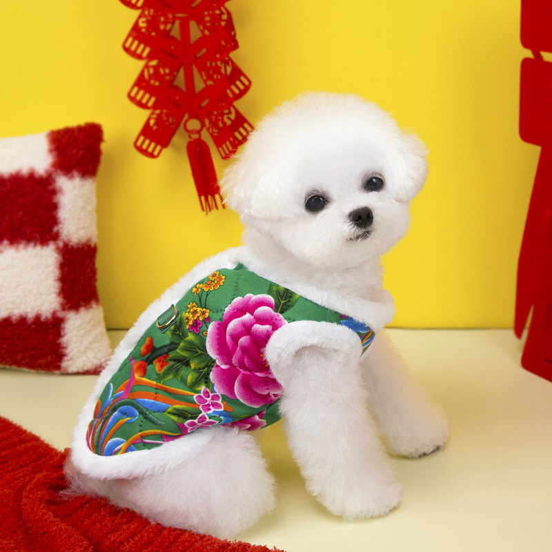 狗衣服宠物服装小型犬厂家直销便宜秋冬保暖舒适25东北大花棉背心|undefined