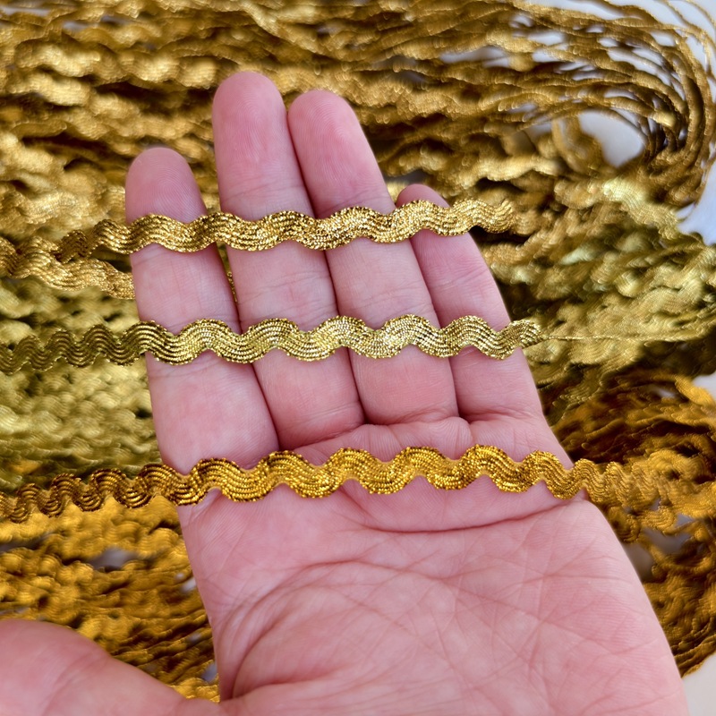 批发曲边金色弯带s型山道带diy银丝水兵带波纹水浪边花边服装辅料