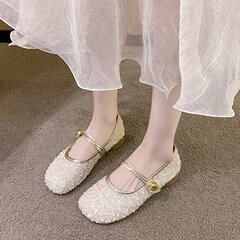 フランスのスパンコールのフラットシューズ2024春の新型気質のメアリージェーンの女性靴韓国版はスカートの夜の靴を配合します。