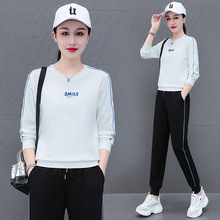 中年妈妈装高棉圆领时尚休闲运动套装女春秋卫衣卫裤广场舞两件套