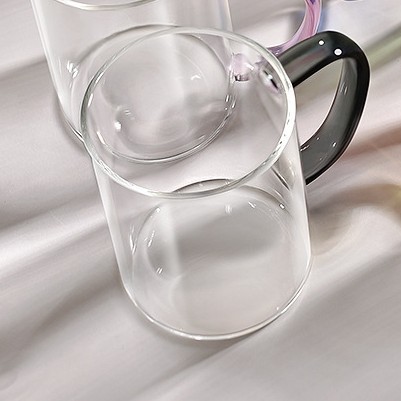 Manija de color taza de agua de una sola capa de alta borosilicona vidrio simple casero gran capacidad bebida de jugo taza de bebida fría