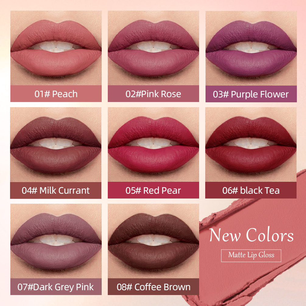 Les bonnets à lèvres en velours mat Carina QIBEST ne se décolorent pas. Le brillant à lèvres est un liquide longue durée, hydratant et facile à colorer_voghion.com