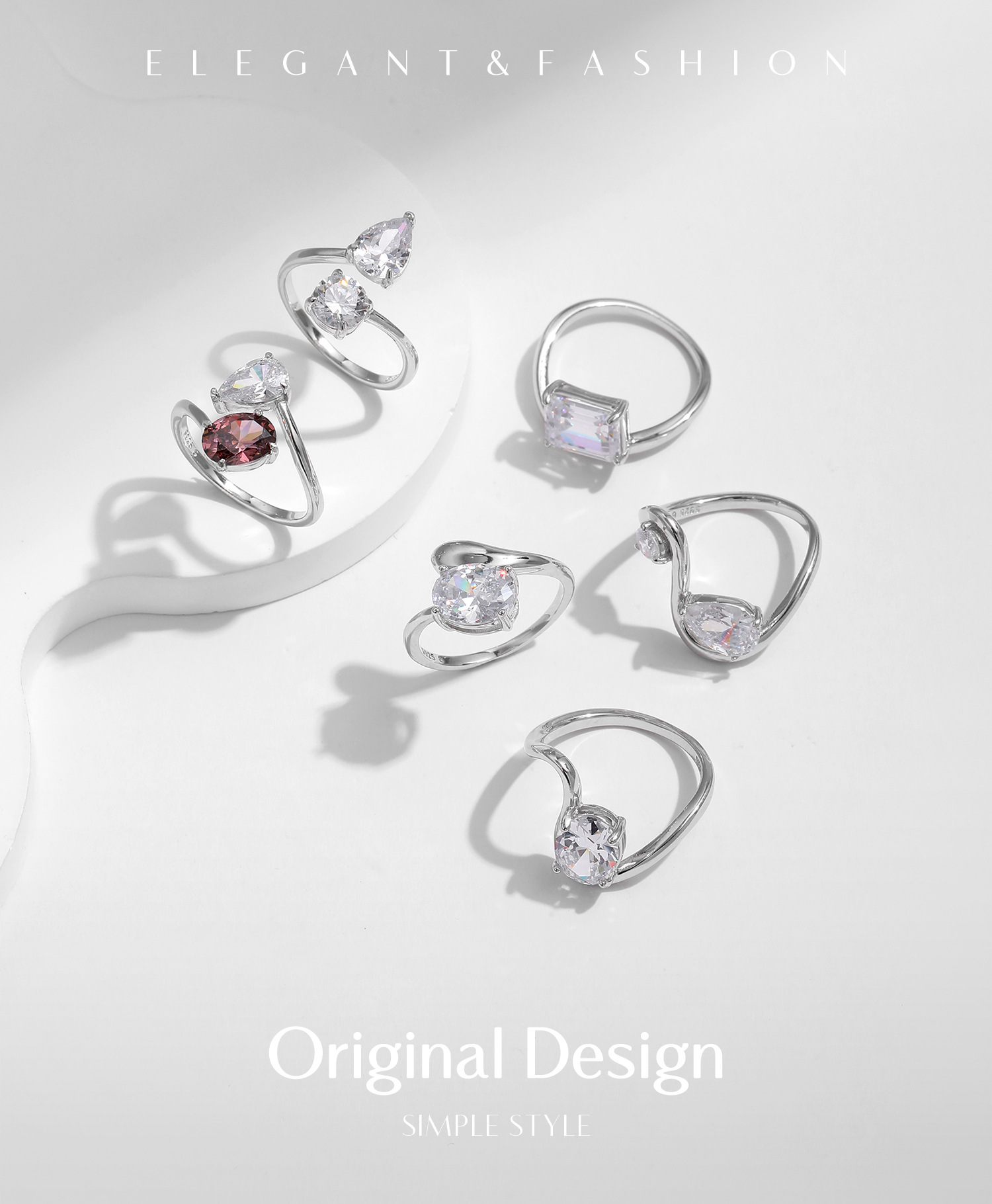 2g Weight 0.03µm Gold Plating Thickness Electroplating Gold Plating Process Rhodium Plated Plating Material Zircon Inlay Material Rings Classification 1 Piece Quantity Holiday, Daily Occasion 925 Sterling Silver Material Geometric Pattern All Seasons Season Women's Gender Romantic, Shiny Style Claw Setting Craft 1 Piece 925 Sterling Silver Geometric Rings 无
