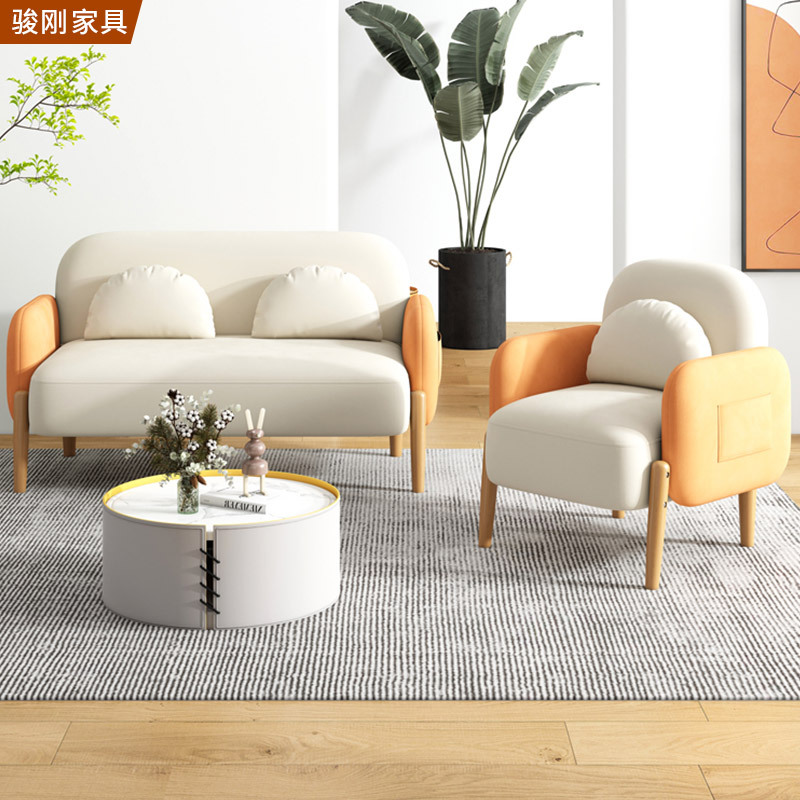 新糖果沙发奶茶店蛋糕店休闲布艺沙发小户型客厅双人三人组合沙发|ms