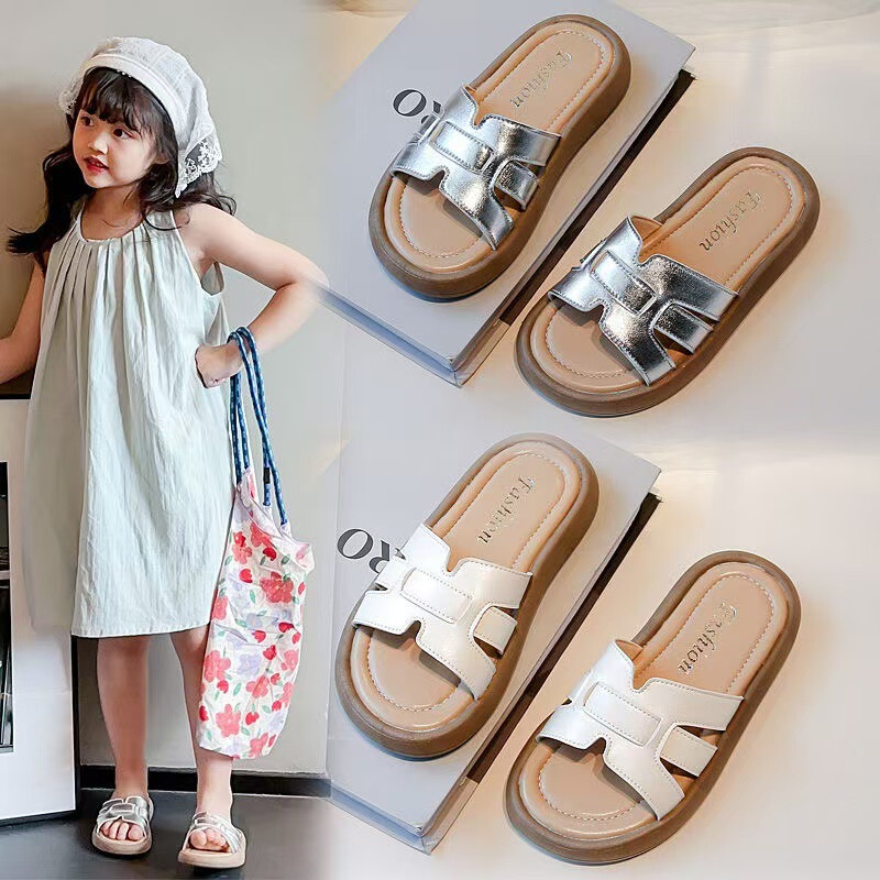 女の子用スリッパ、夏の新しいスタイル、女の子用滑り止めスリッパ、中型および大型の子供用多用途子供用アウトドアウェアソフトソールサンダル|undefined