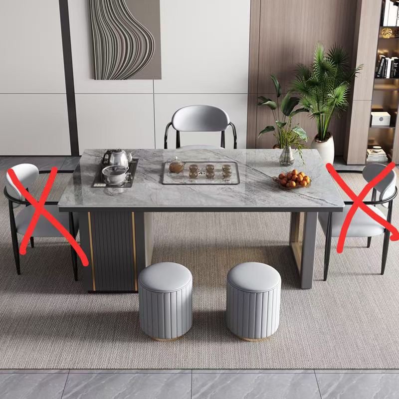 Red de Internet mesa de té de losa de roca de lujo ligero de estilo italiano, un conjunto completo de mesas y sillas de té de kung fu de oficina, mesa de té rectangular