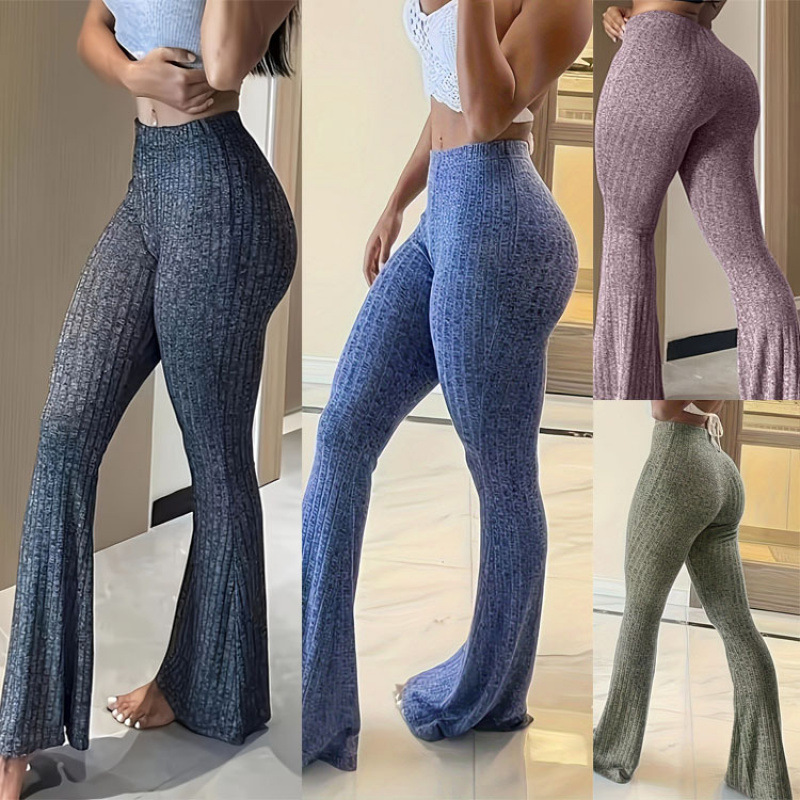Ebay European and American Export Bootcut Pants Women's High Waist Tight Pants Yoga Pants Fitness Sports Casual Pants