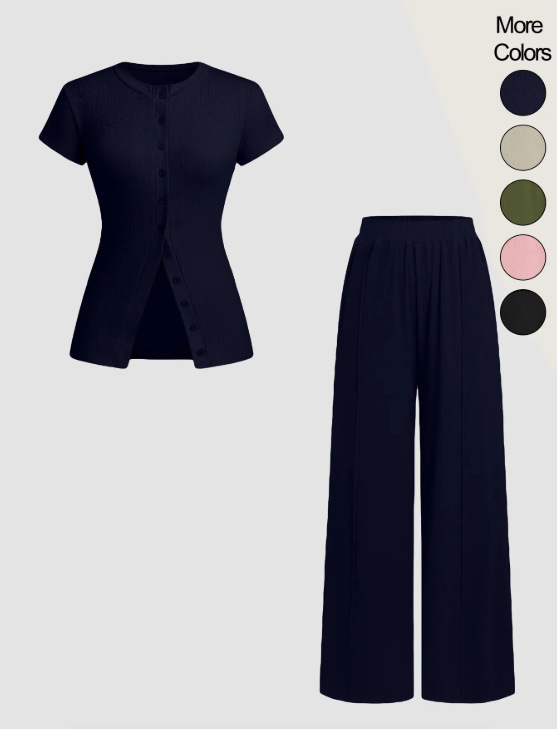 Completo due pezzi da donna con pantaloni e top a maniche_voghion.com