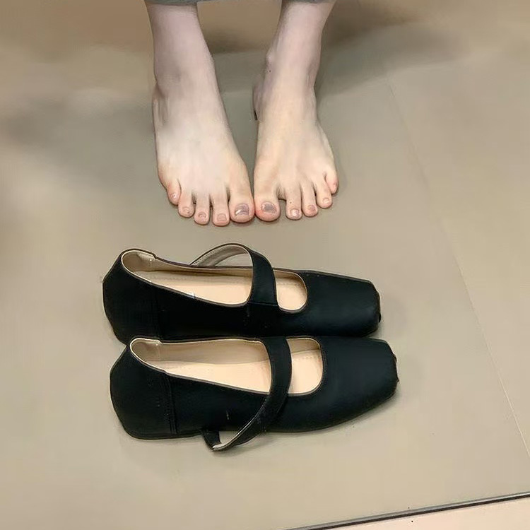 2025秋季方头复古暗黑芭蕾舞鞋女外穿仙女平底单鞋一脚蹬玛丽珍鞋|undefined