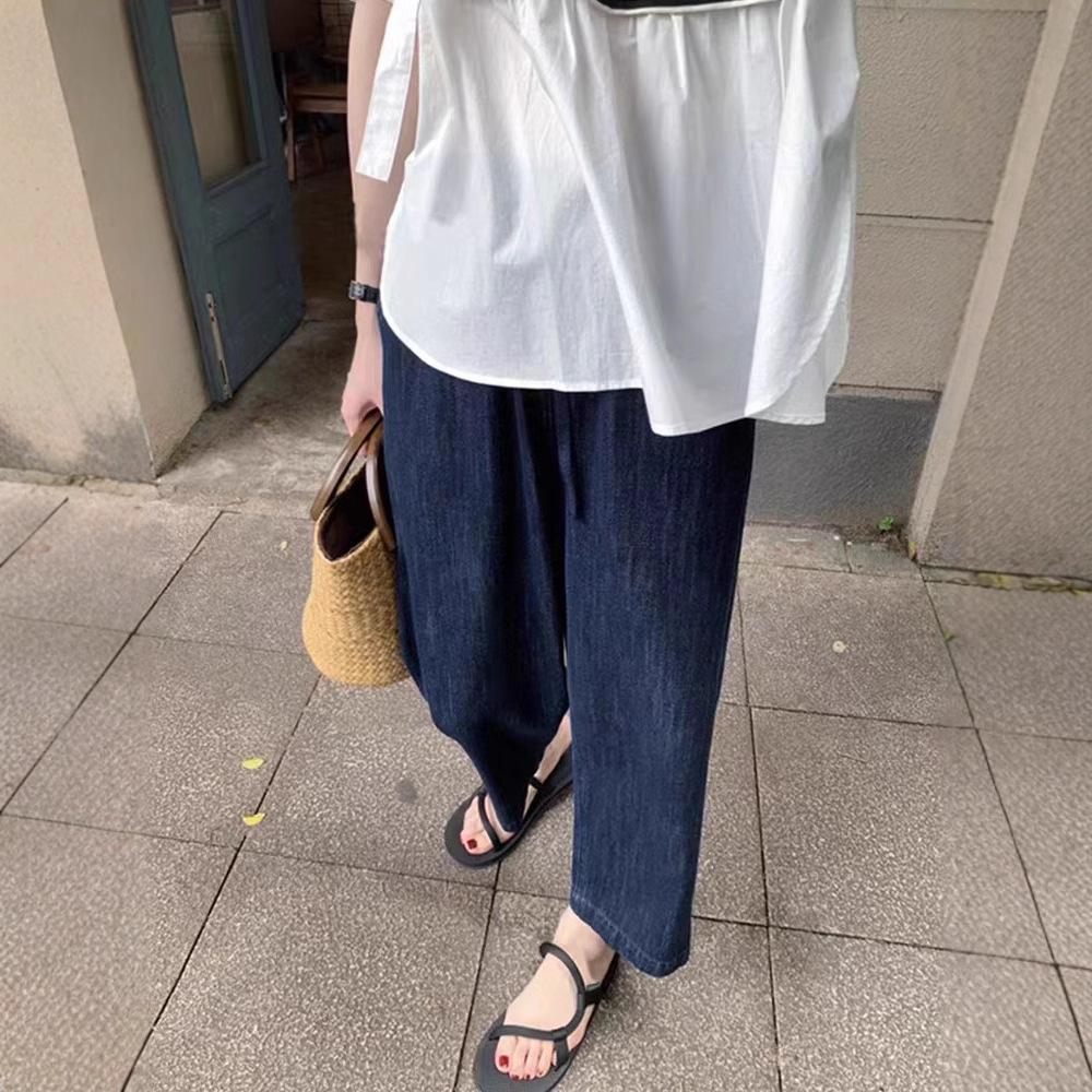 Yunshibai Summer New Maternity Jeans Thin Belly Support Pants Breathable 9-Point Tencel Loose Maternity Wear 8363