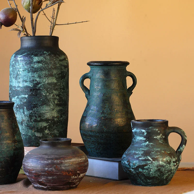 Новая китайская глиняная ваза в стиле ретро грубая глиняная посуда с сухими цветами