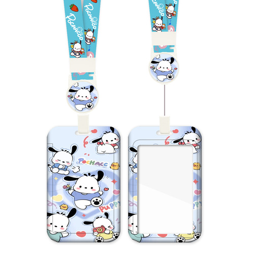 Cartoon easy-pull buckle retractable lanyard Sanrio student bus pick-up card school card cartoon kindergarten citizen card holder