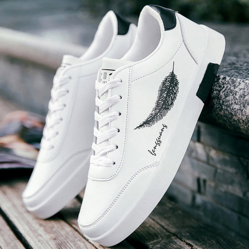 Men's white shoes for spring and autumn, Korean version, trendy platform shoes, men's casual white shoes, PU leather, versatile casual shoes