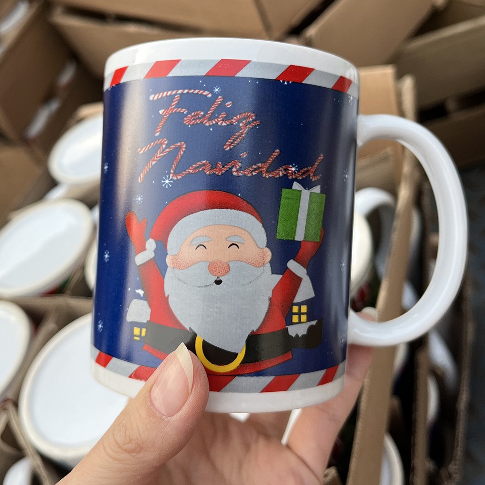 Taza de cerámica personalizada Taza de agua de transferencia térmica Taza de agua de 11oz Taza de regalo de exportación de porcelana de hueso