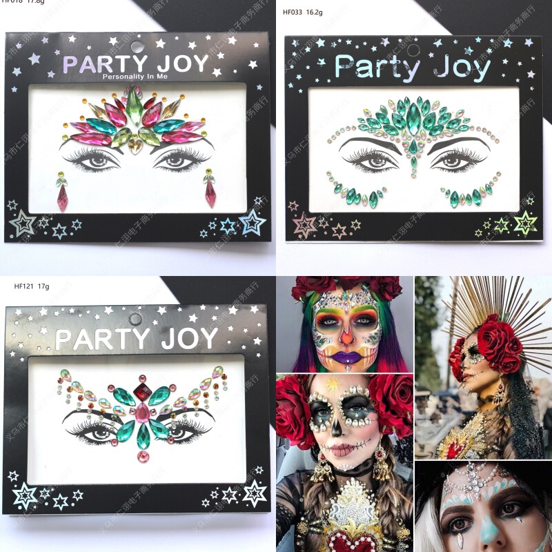 Diamond Nail Stickers European and American Face Stickers Resin Acrylic Eye Stickers Eyebrows Stickers Party Beauty Paper Cross-border HF042