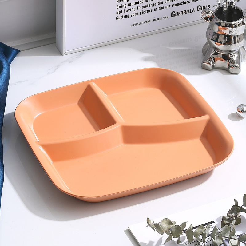 Estilo nórdico comida de una persona que reduce la grasa placa dividida de tres rejillas placa dividida placa merienda placa estudiante trabajo comida vajilla