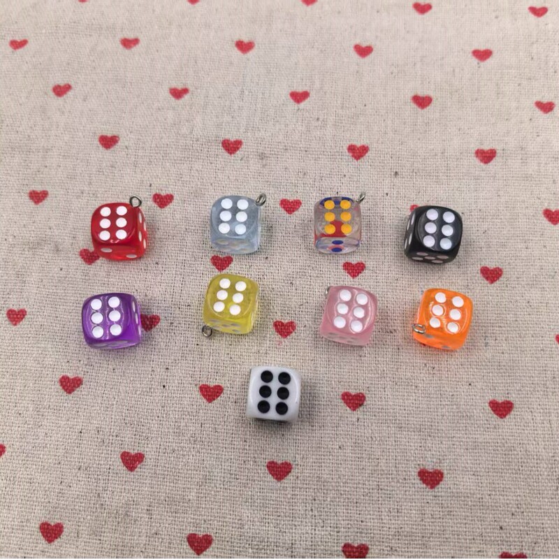 Wholesale DIY accessories acrylic color transparent perforated dice sieve pendant 14x14mm