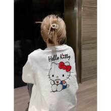 HelloKitty凯蒂猫短袖t恤女夏新款美式纯棉宽松大码胖MM300斤上衣